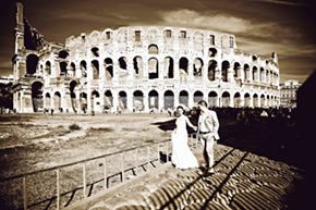 A Rome Elopement. Post-ceremony photo at the Colosseum